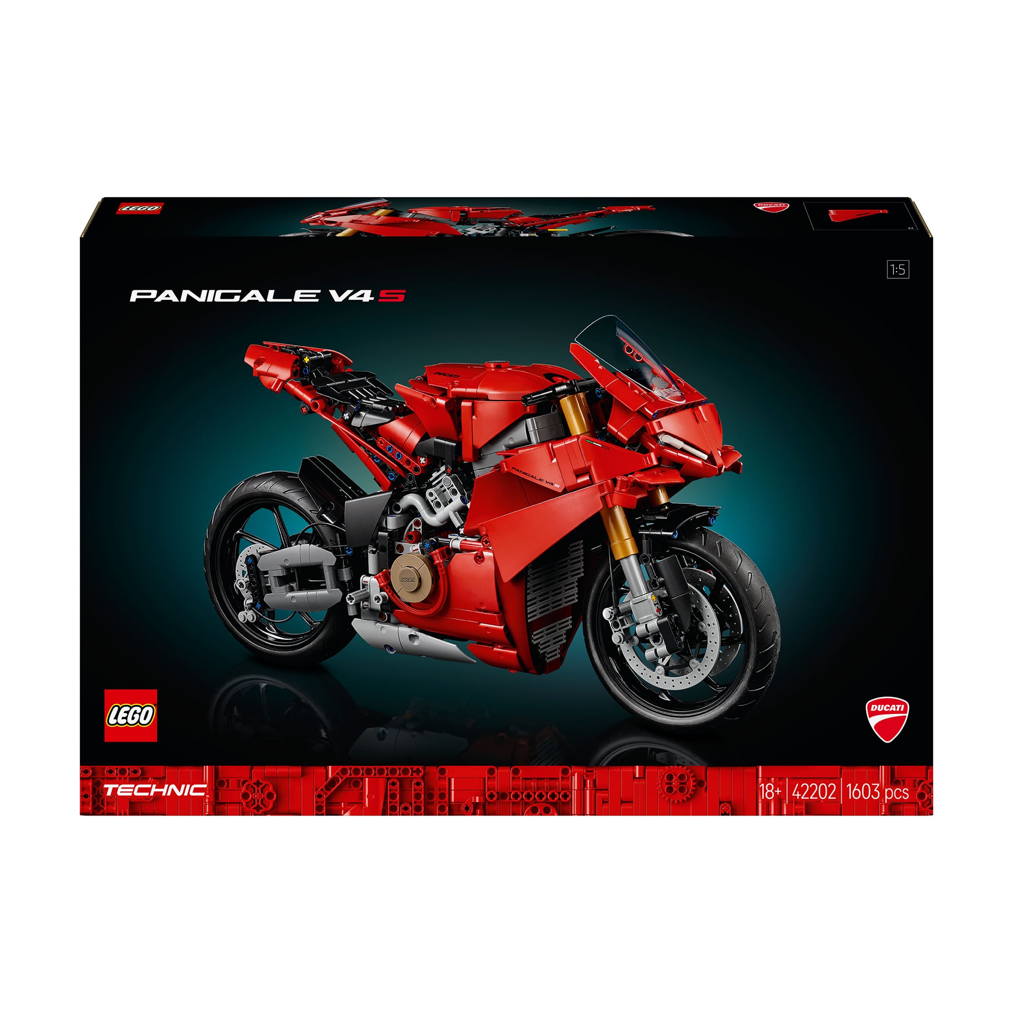 Конструктор LEGO Technic Мотоцикл Ducati Panigale V4 S, 1603 деталей, від 18 років (42202)